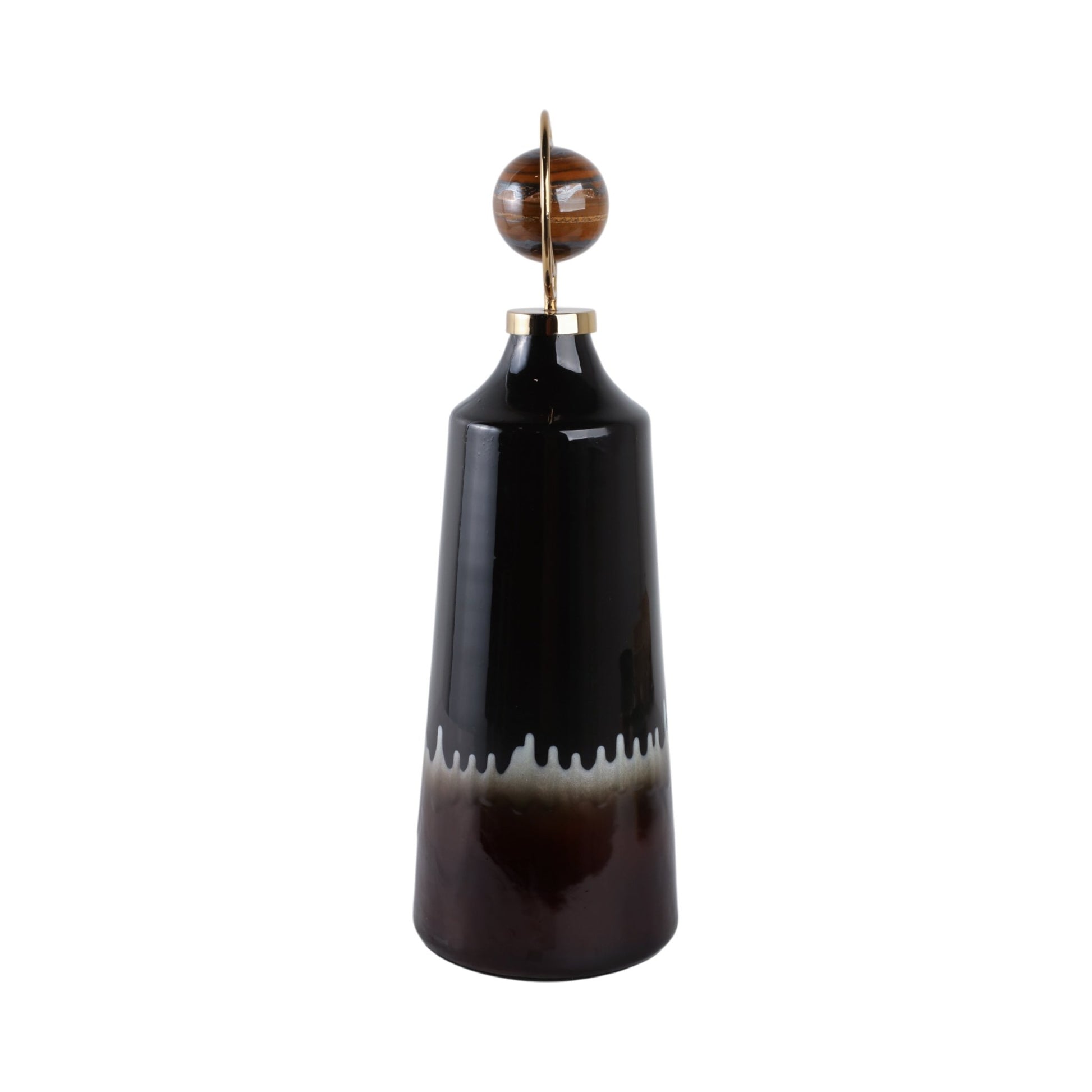 Oscar Tiger's Eye Stone And Metal Bottle Vases and Jars| Sagebrook Home