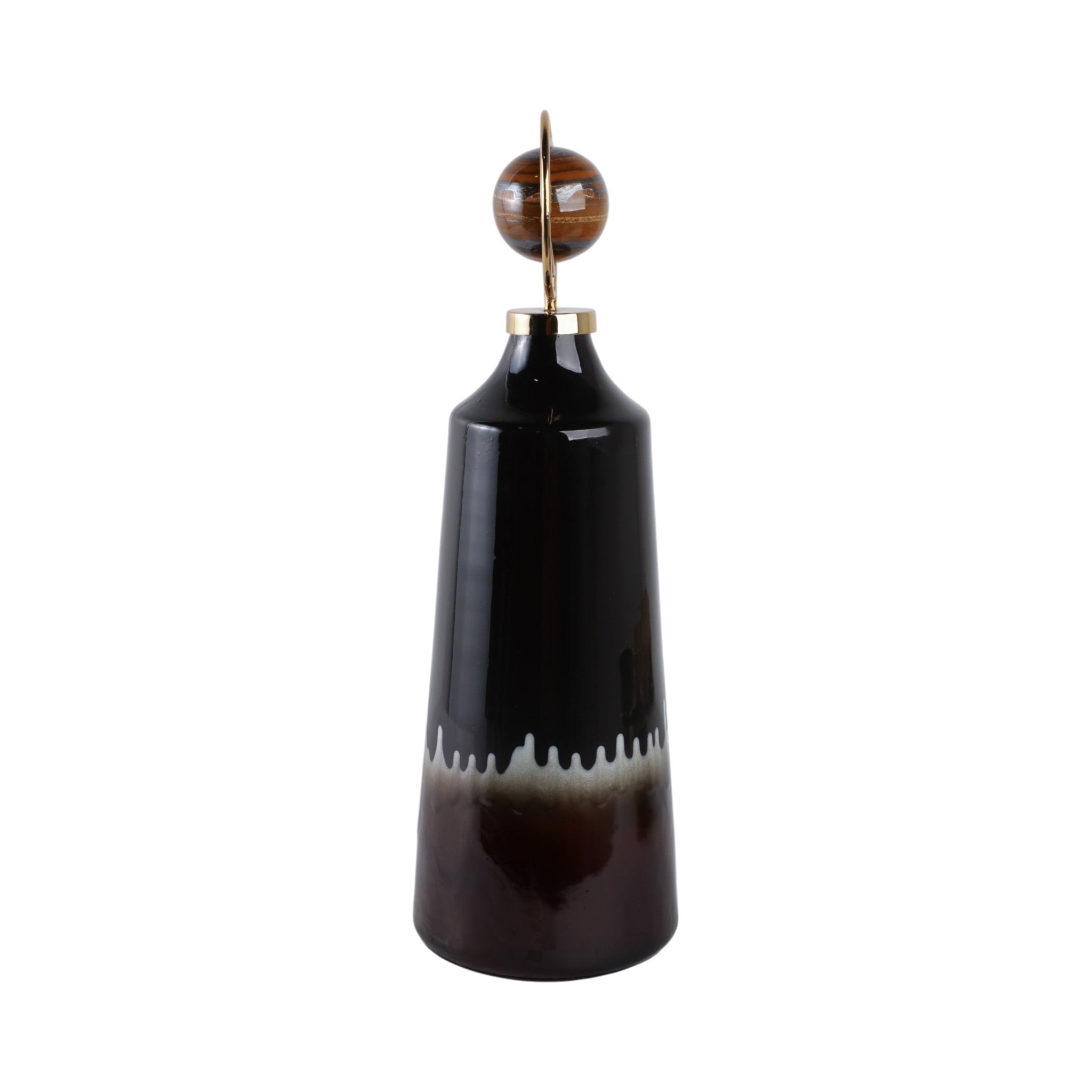 Oscar Tiger's Eye Stone And Metal Bottle Vases and Jars| Sagebrook Home