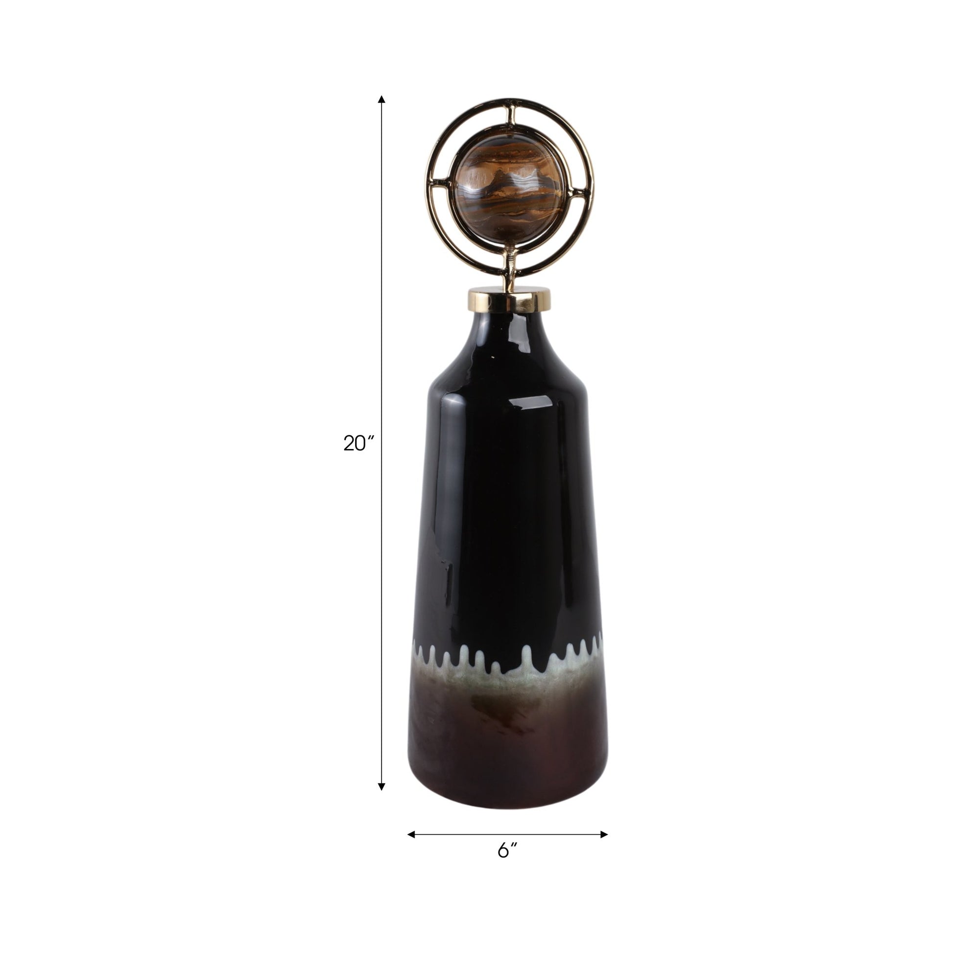 Oscar Tiger's Eye Stone And Metal Bottle Vases and Jars| Sagebrook Home