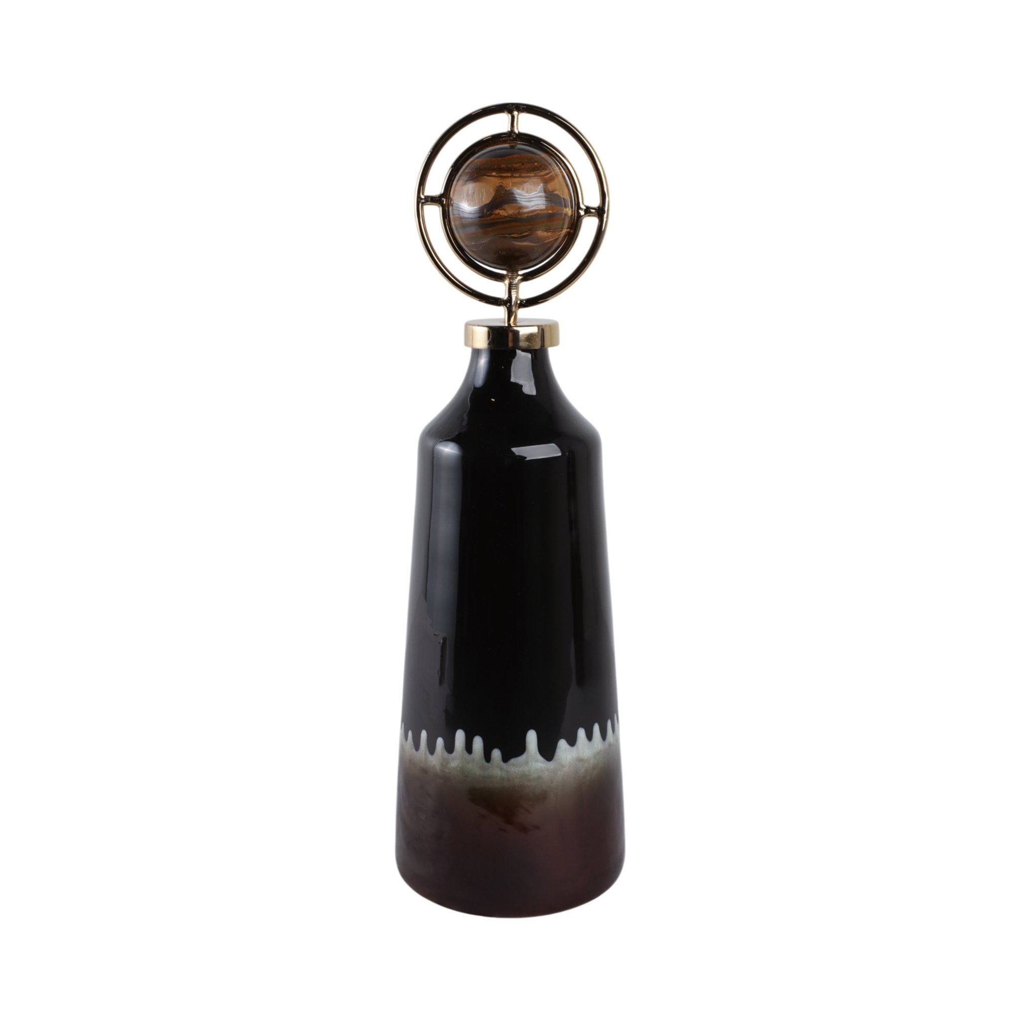 Oscar Tiger's Eye Stone And Metal Bottle Vases and Jars| Sagebrook Home
