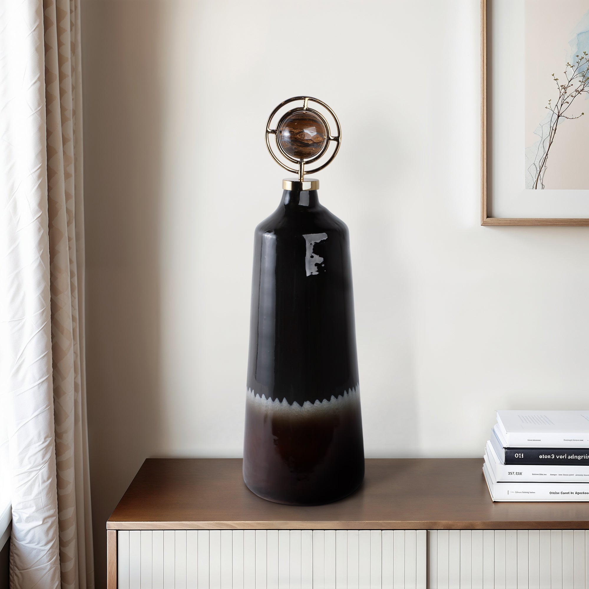 Oscar Tiger's Eye Stone And Metal Bottle Vases and Jars| Sagebrook Home