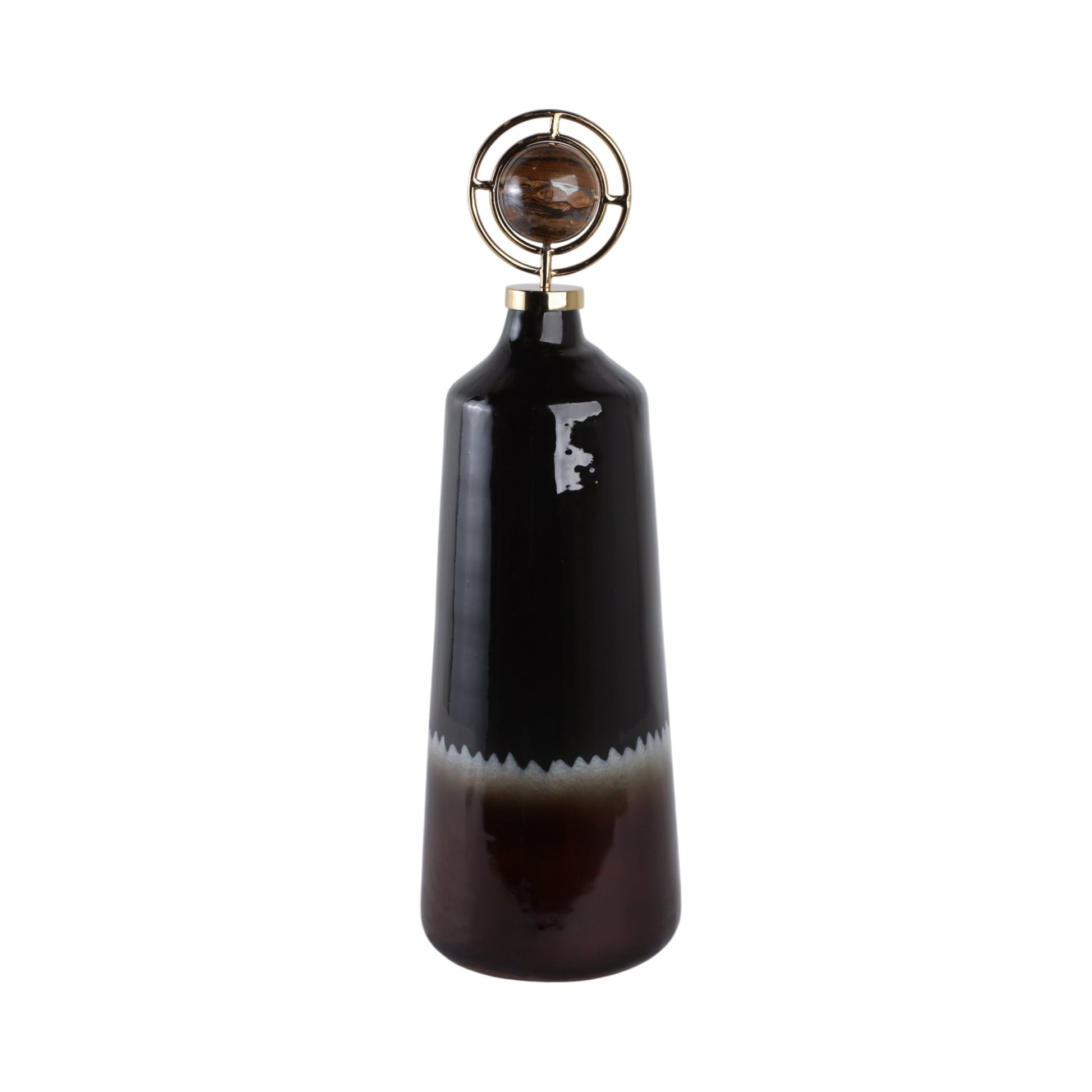 Oscar Tiger's Eye Stone And Metal Bottle Vases and Jars| Sagebrook Home
