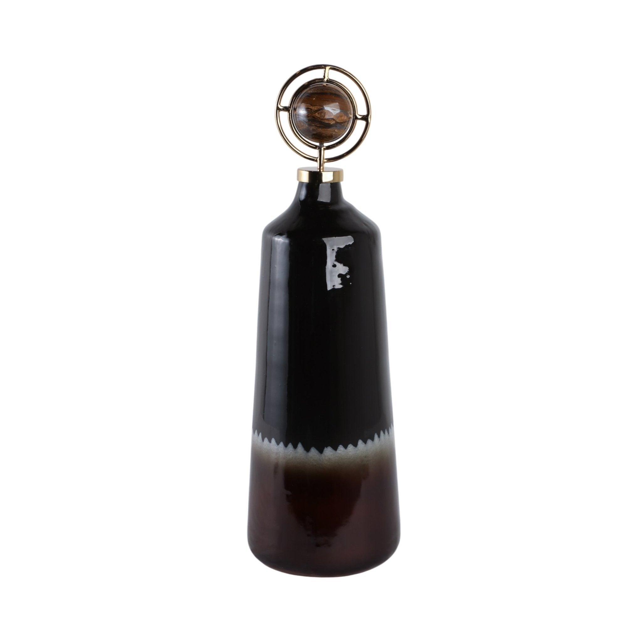 Oscar Tiger's Eye Stone And Metal Bottle Vases and Jars| Sagebrook Home