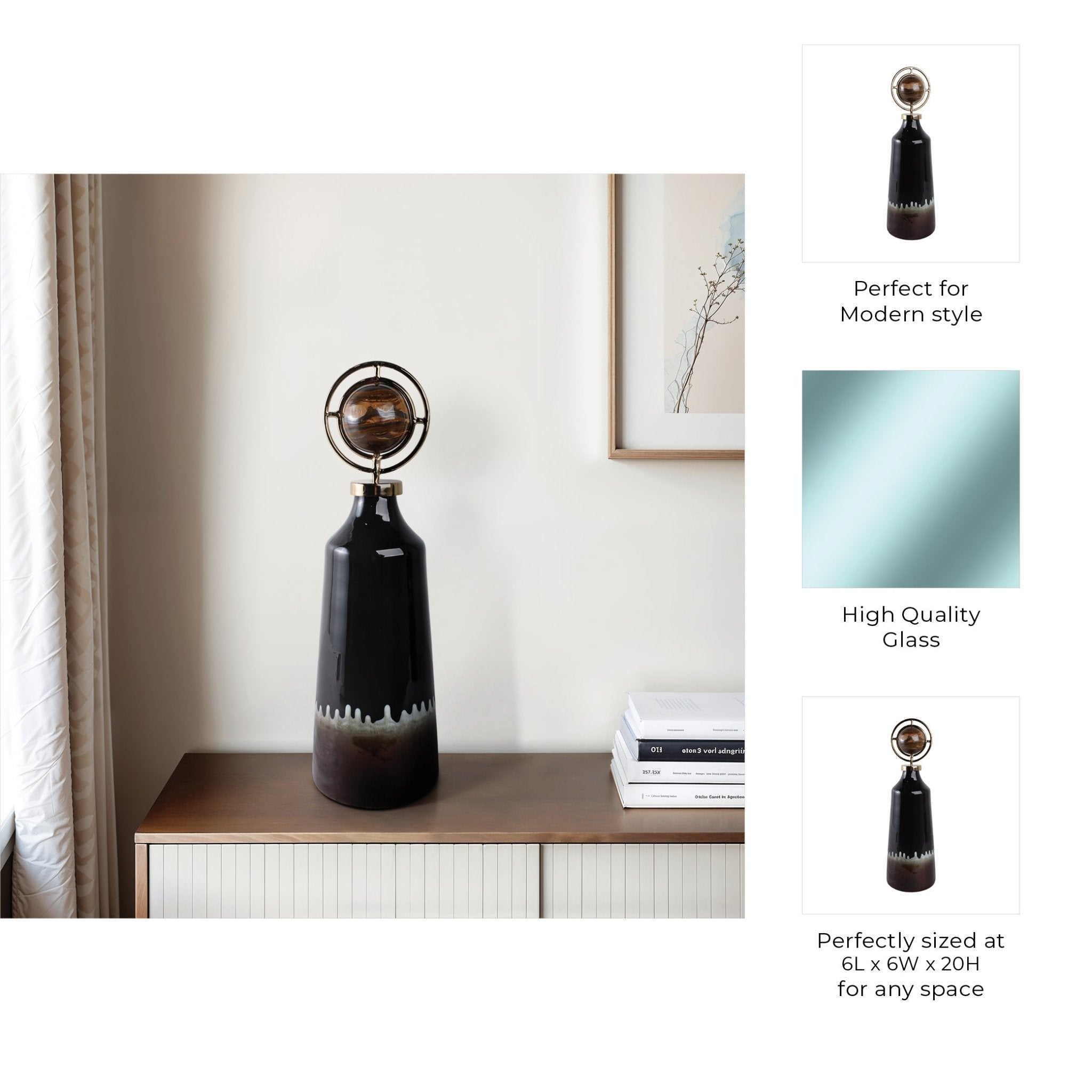 Oscar Tiger's Eye Stone And Metal Bottle Vases and Jars| Sagebrook Home