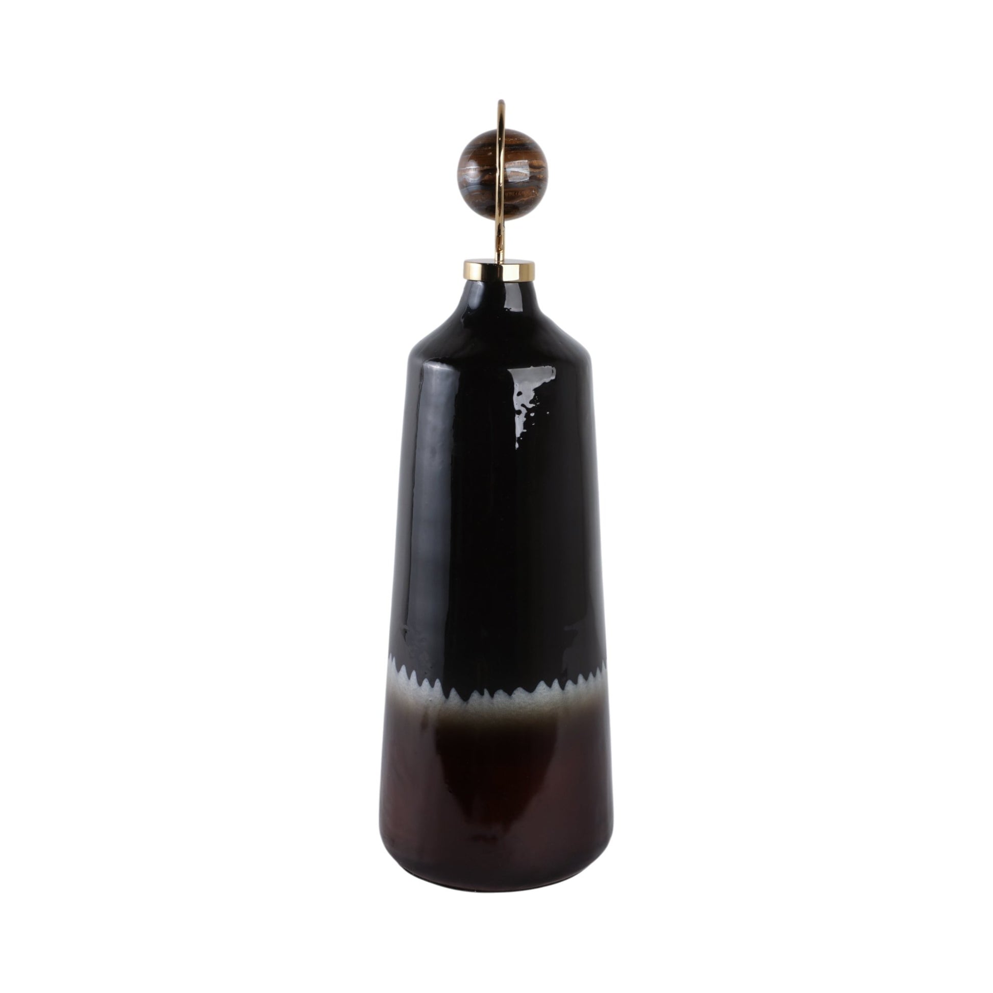 Oscar Tiger's Eye Stone And Metal Bottle Vases and Jars| Sagebrook Home