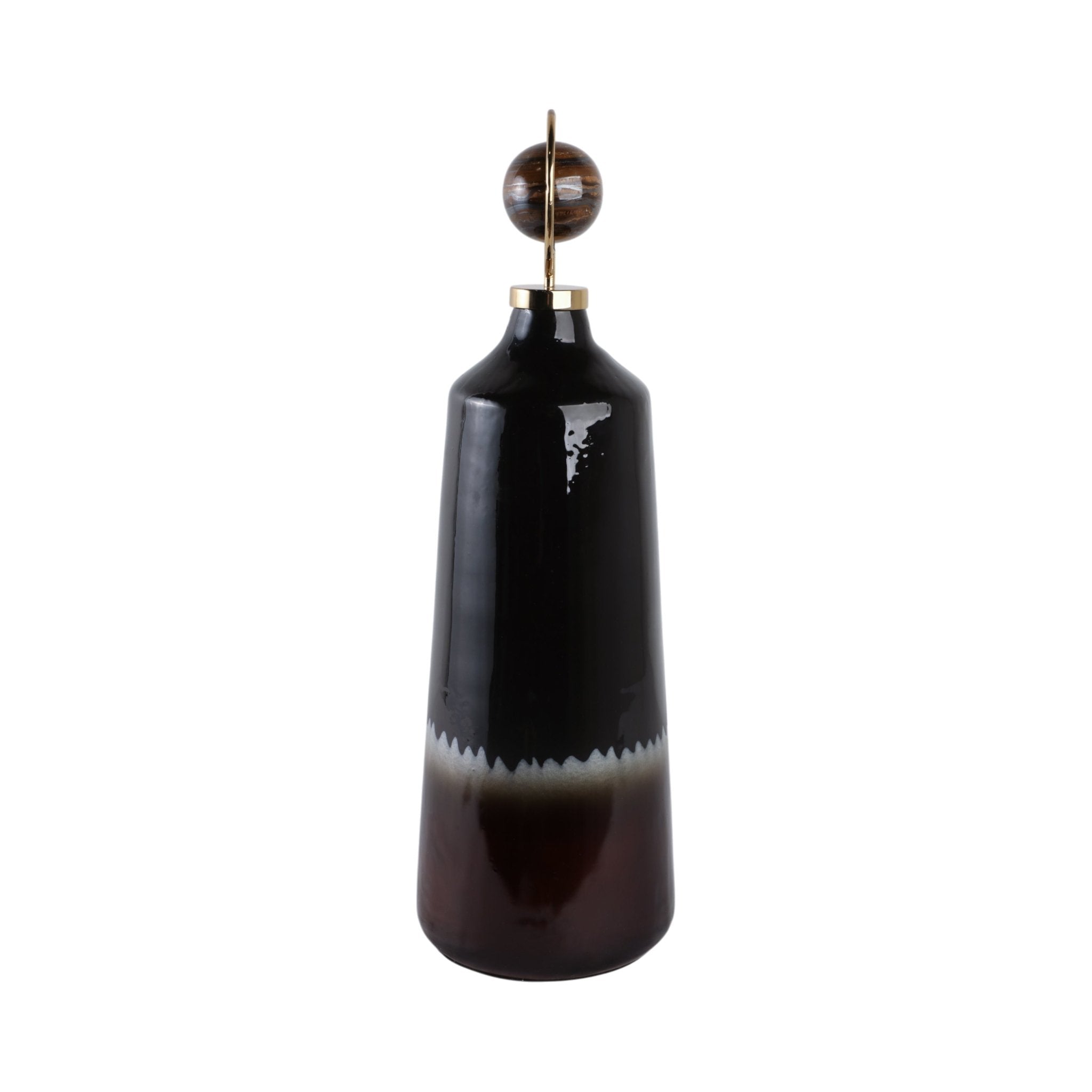 Oscar Tiger's Eye Stone And Metal Bottle Vases and Jars| Sagebrook Home