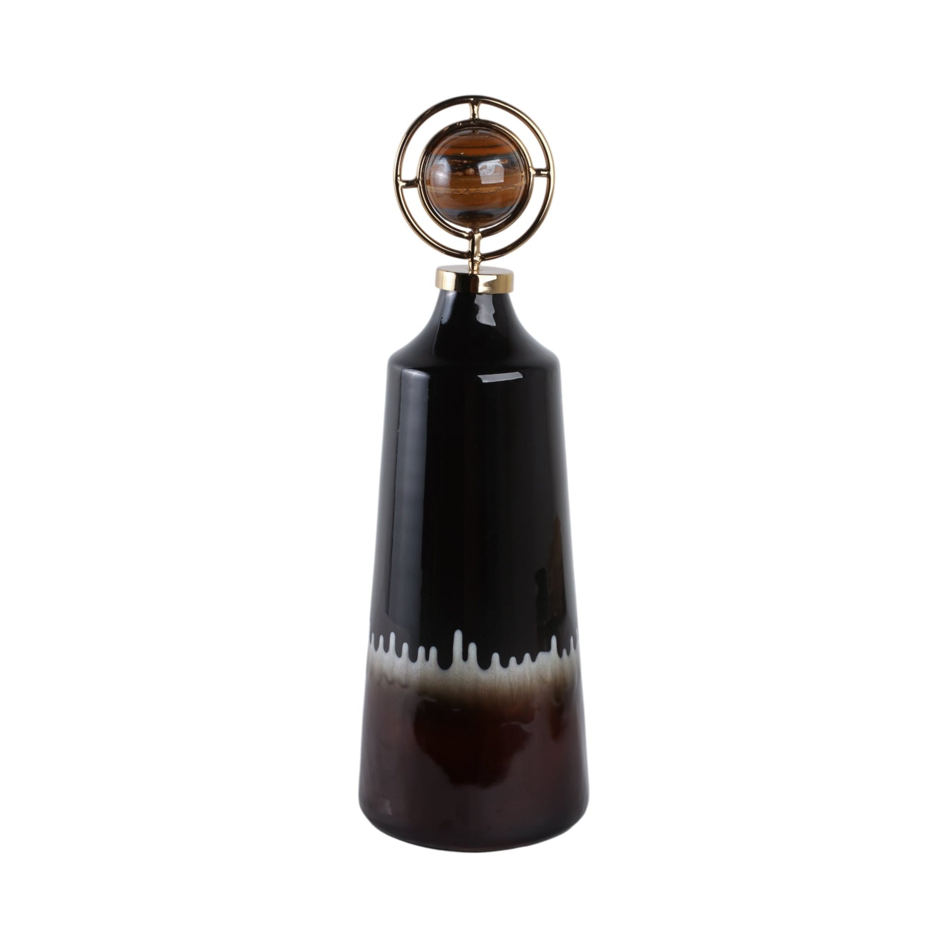 Oscar Tiger's Eye Stone And Metal Bottle Vases and Jars| Sagebrook Home