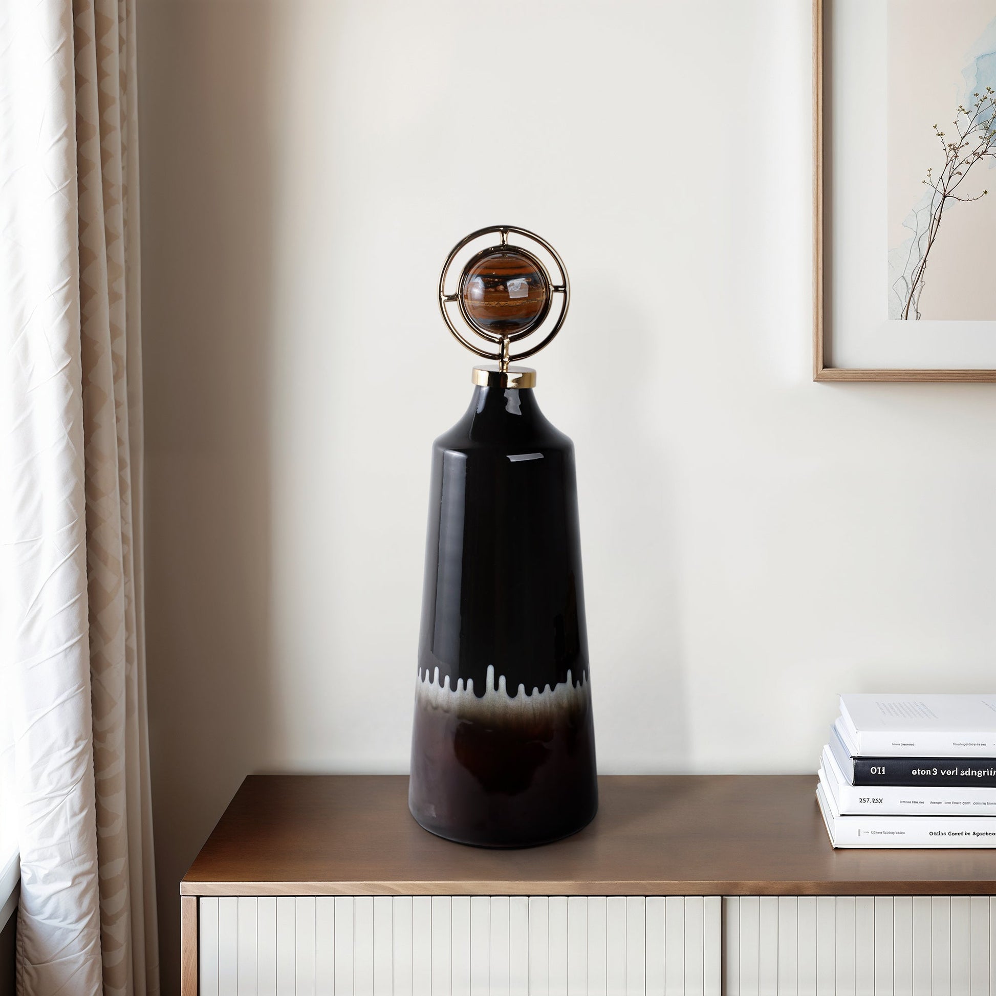 Oscar Tiger's Eye Stone And Metal Bottle Vases and Jars| Sagebrook Home