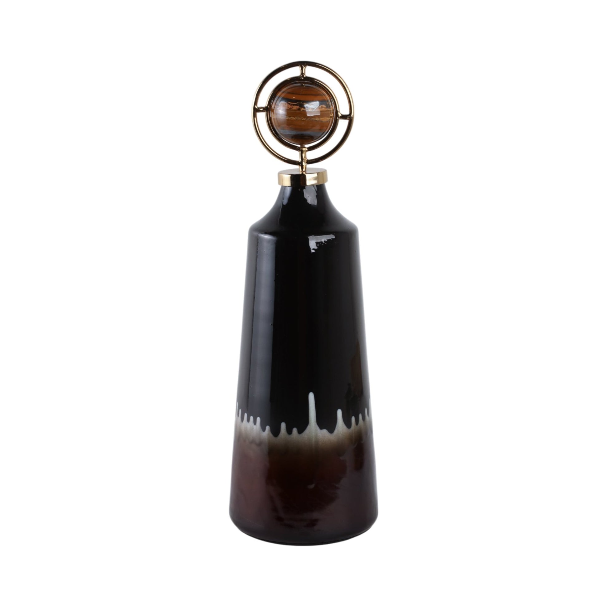 Oscar Tiger's Eye Stone And Metal Bottle Vases and Jars| Sagebrook Home