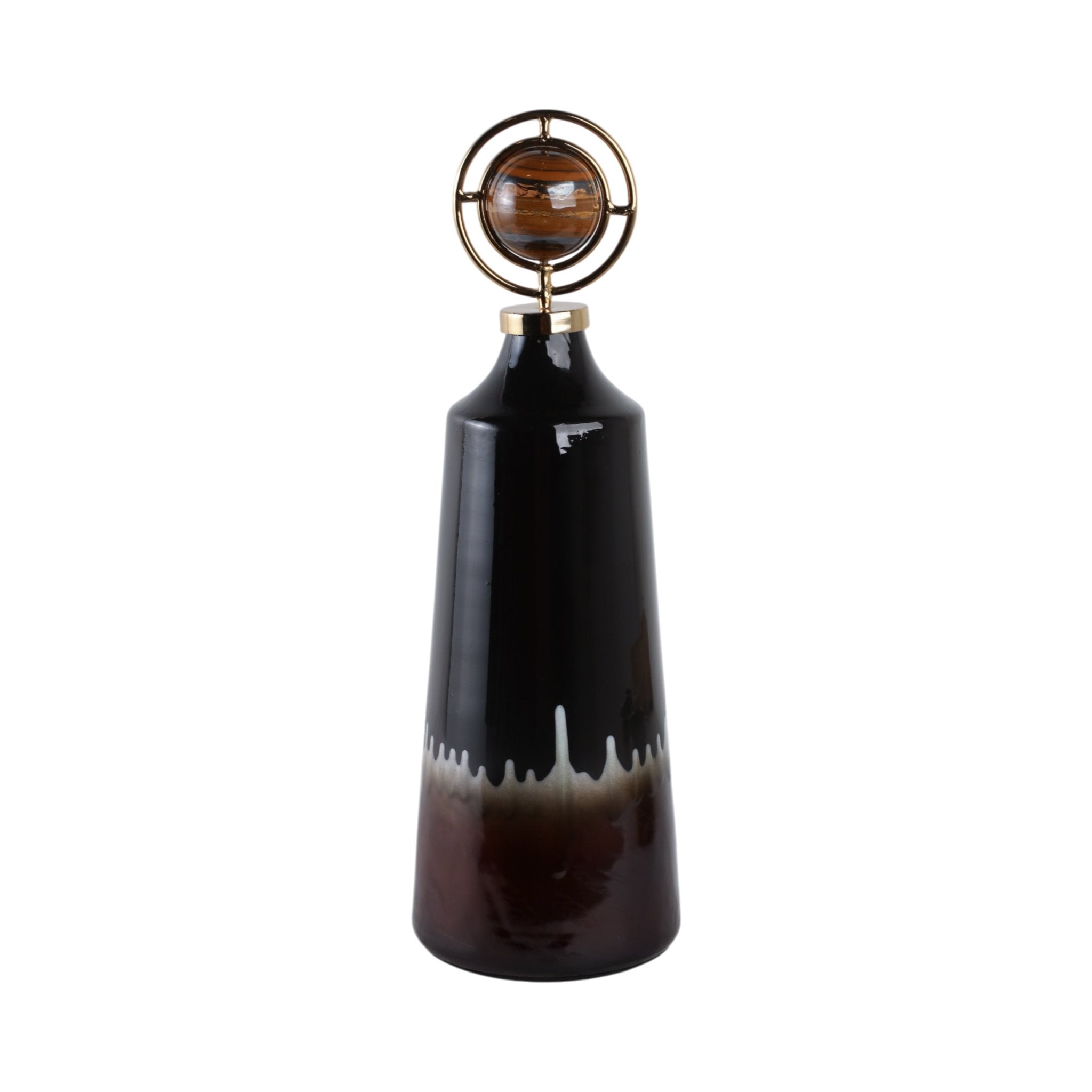 Oscar Tiger's Eye Stone And Metal Bottle Vases and Jars| Sagebrook Home