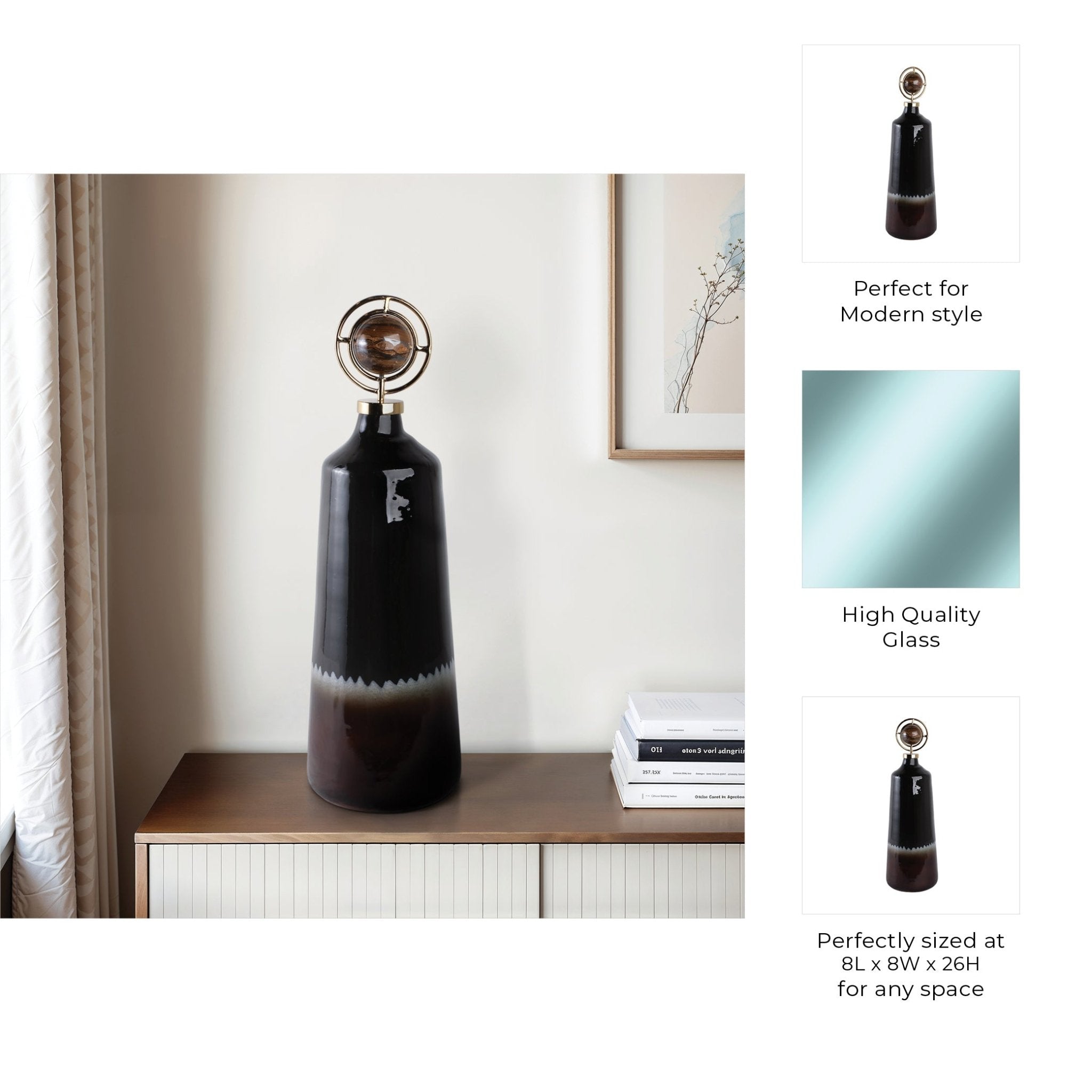 Oscar Tiger's Eye Stone And Metal Bottle Vases and Jars| Sagebrook Home