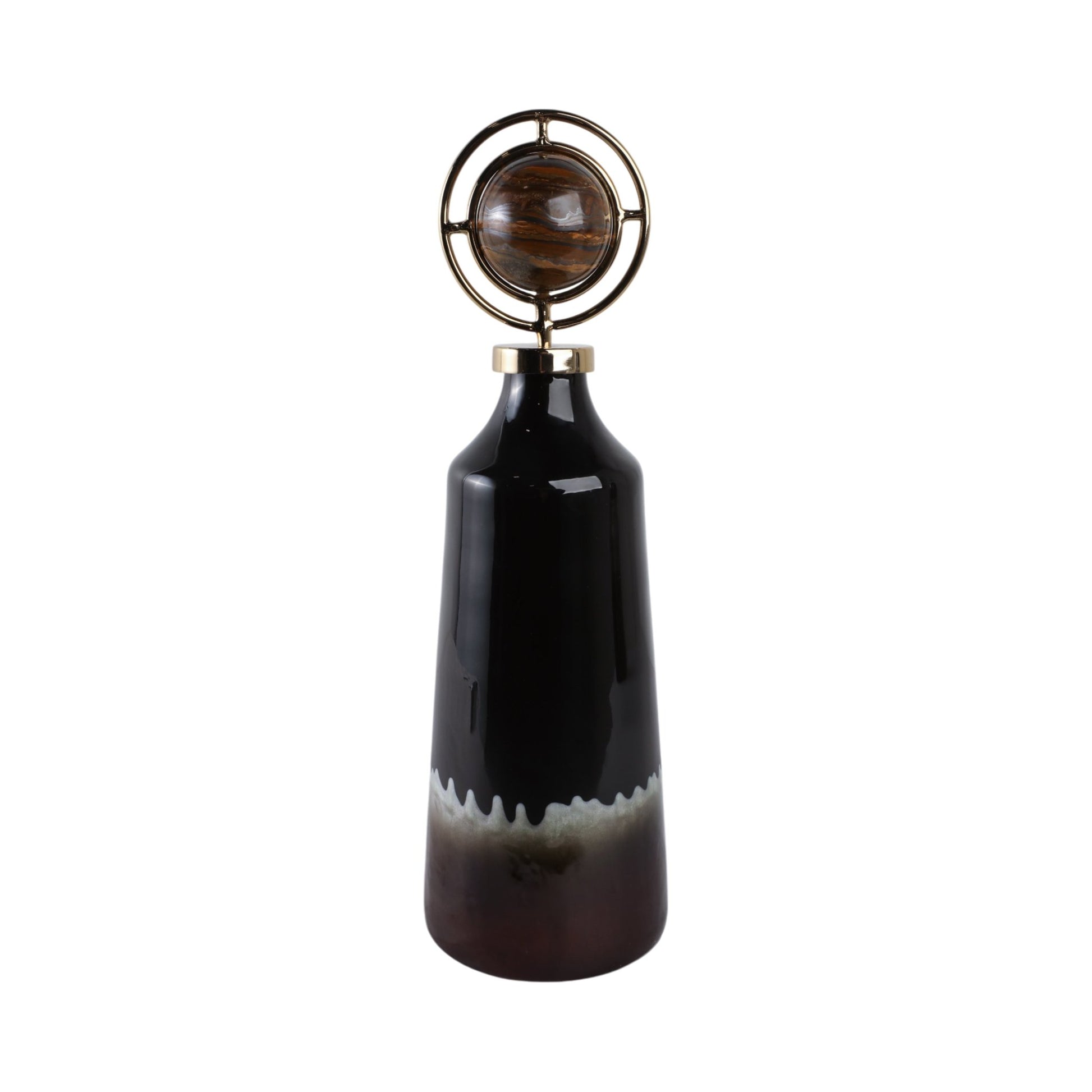 Oscar Tiger's Eye Stone And Metal Bottle Vases and Jars| Sagebrook Home