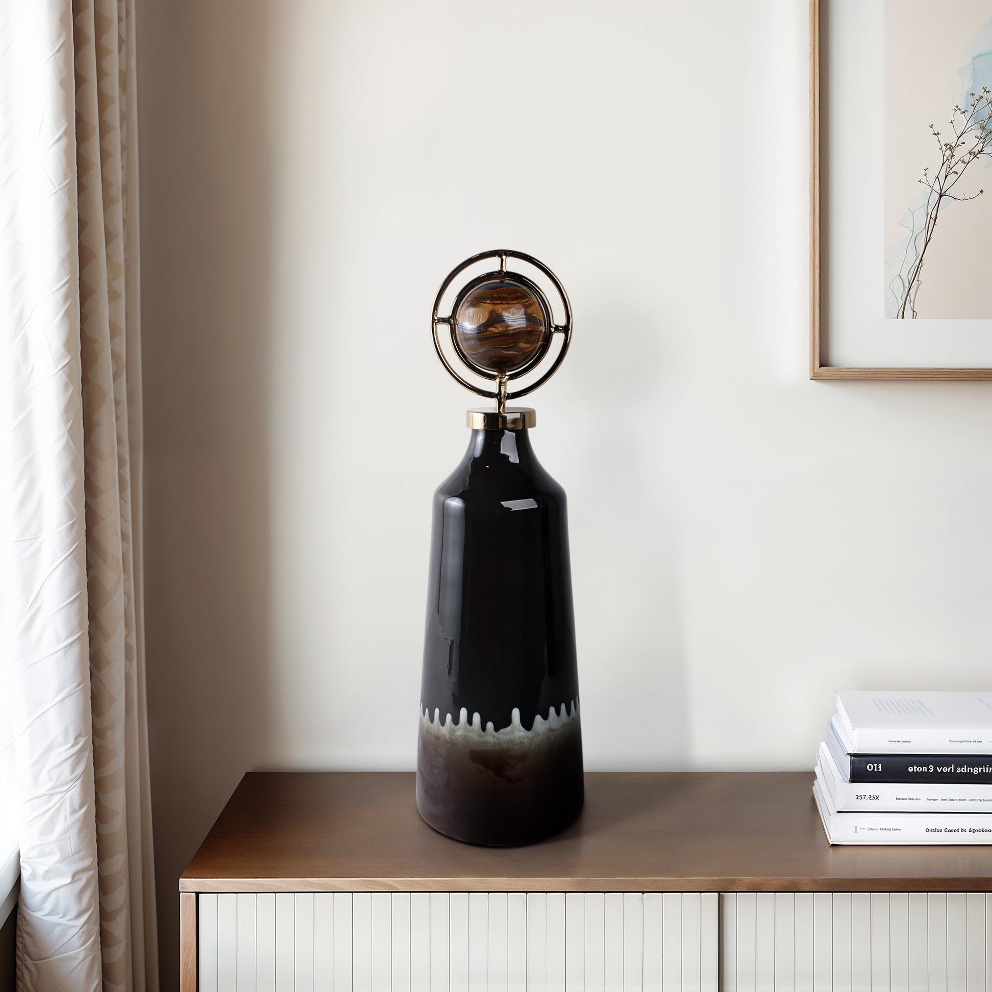 Oscar Tiger's Eye Stone And Metal Bottle Vases and Jars| Sagebrook Home
