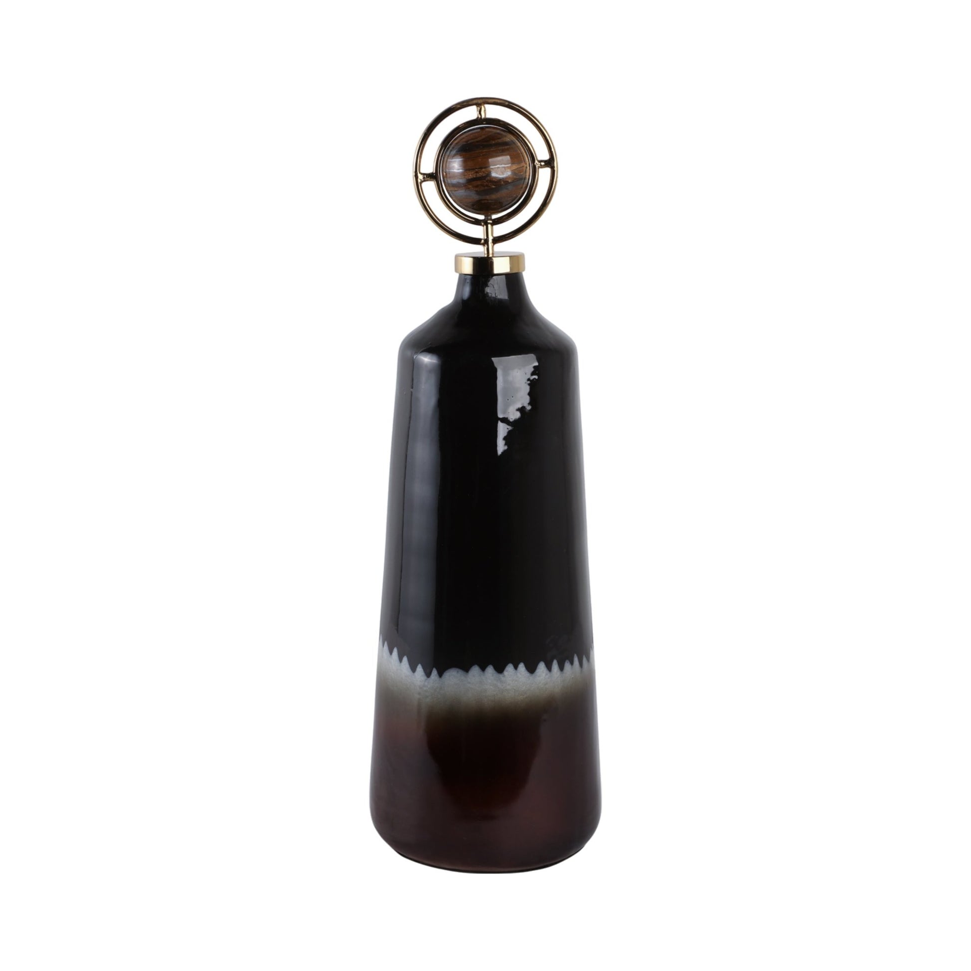 Oscar Tiger's Eye Stone And Metal Bottle Vases and Jars| Sagebrook Home