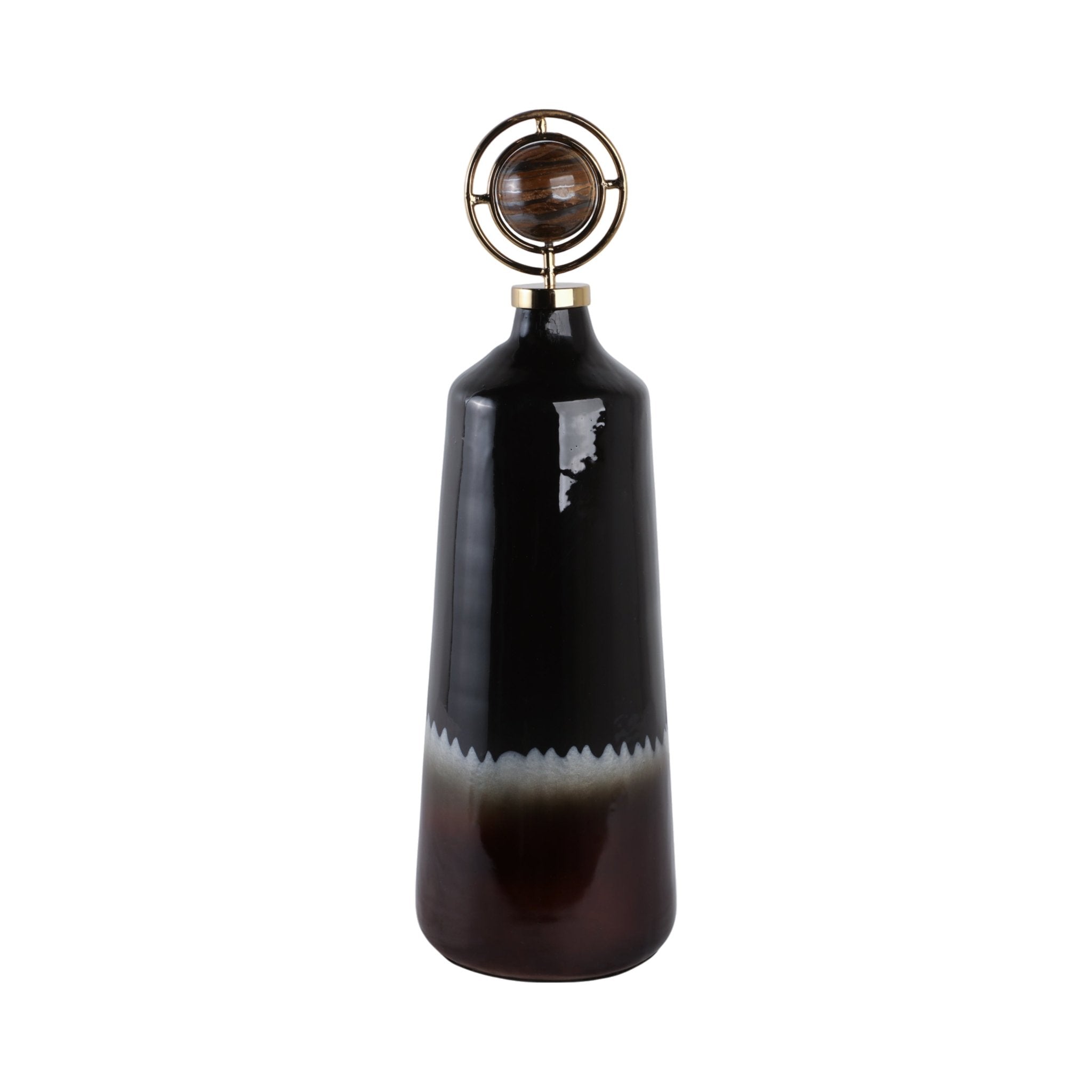Oscar Tiger's Eye Stone And Metal Bottle Vases and Jars| Sagebrook Home