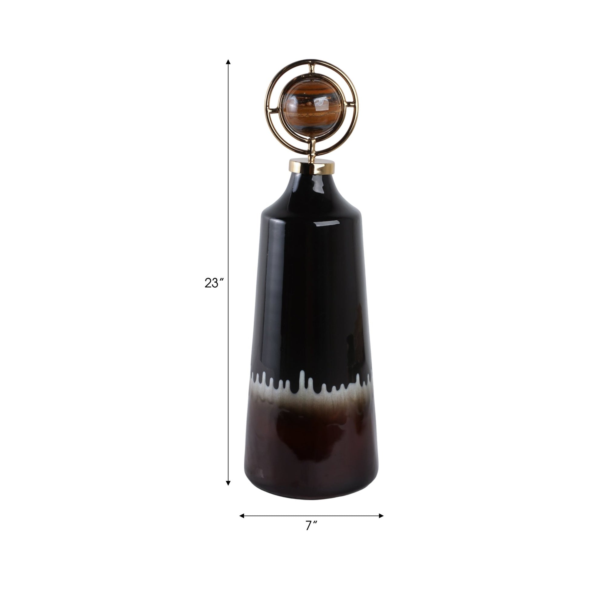Oscar Tiger's Eye Stone And Metal Bottle Vases and Jars| Sagebrook Home
