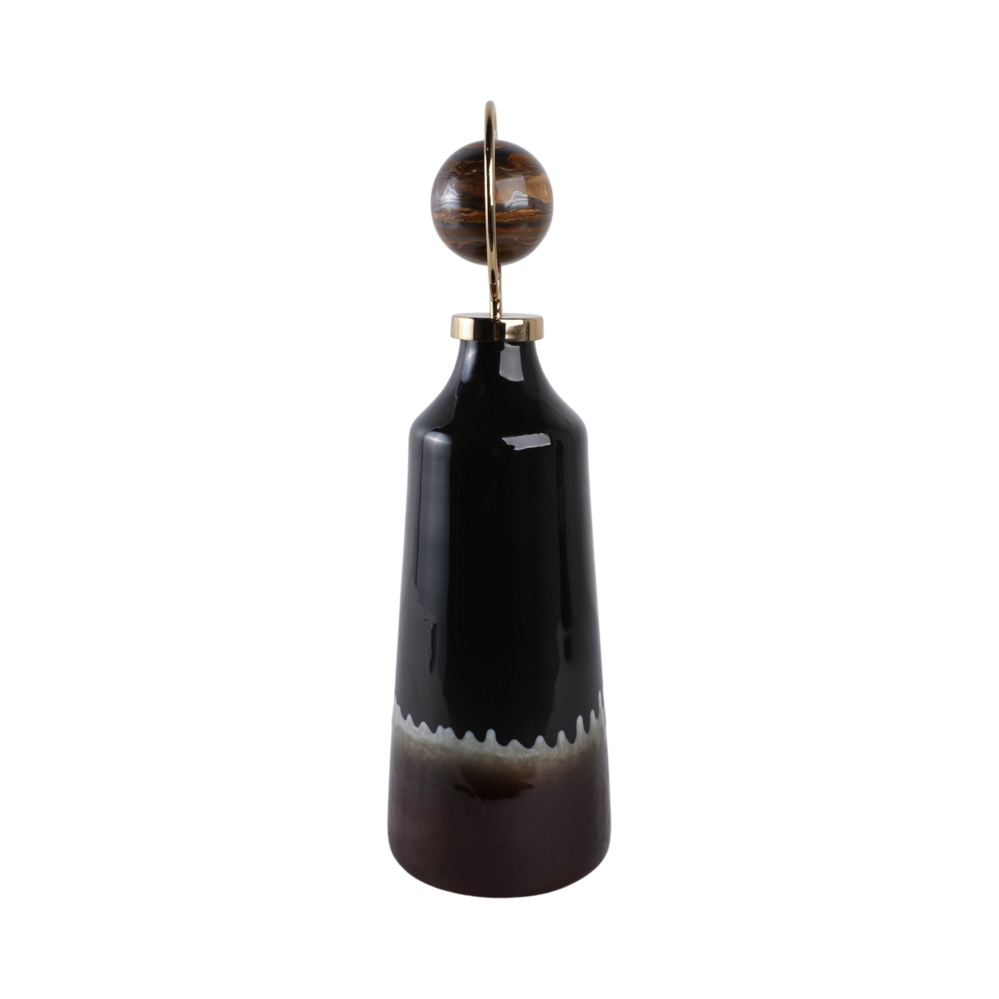 Oscar Tiger's Eye Stone And Metal Bottle Vases and Jars| Sagebrook Home
