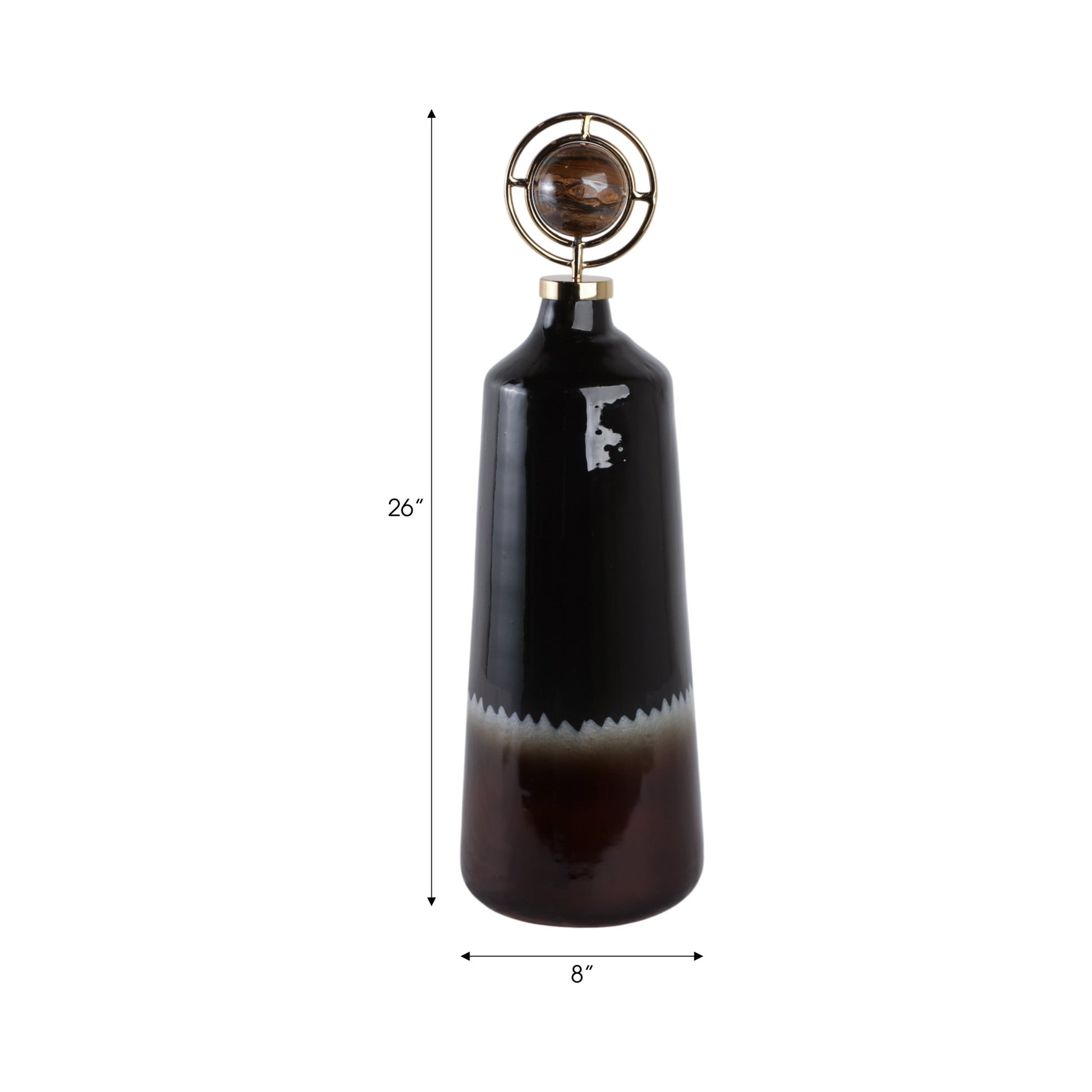 Oscar Tiger's Eye Stone And Metal Bottle Vases and Jars| Sagebrook Home