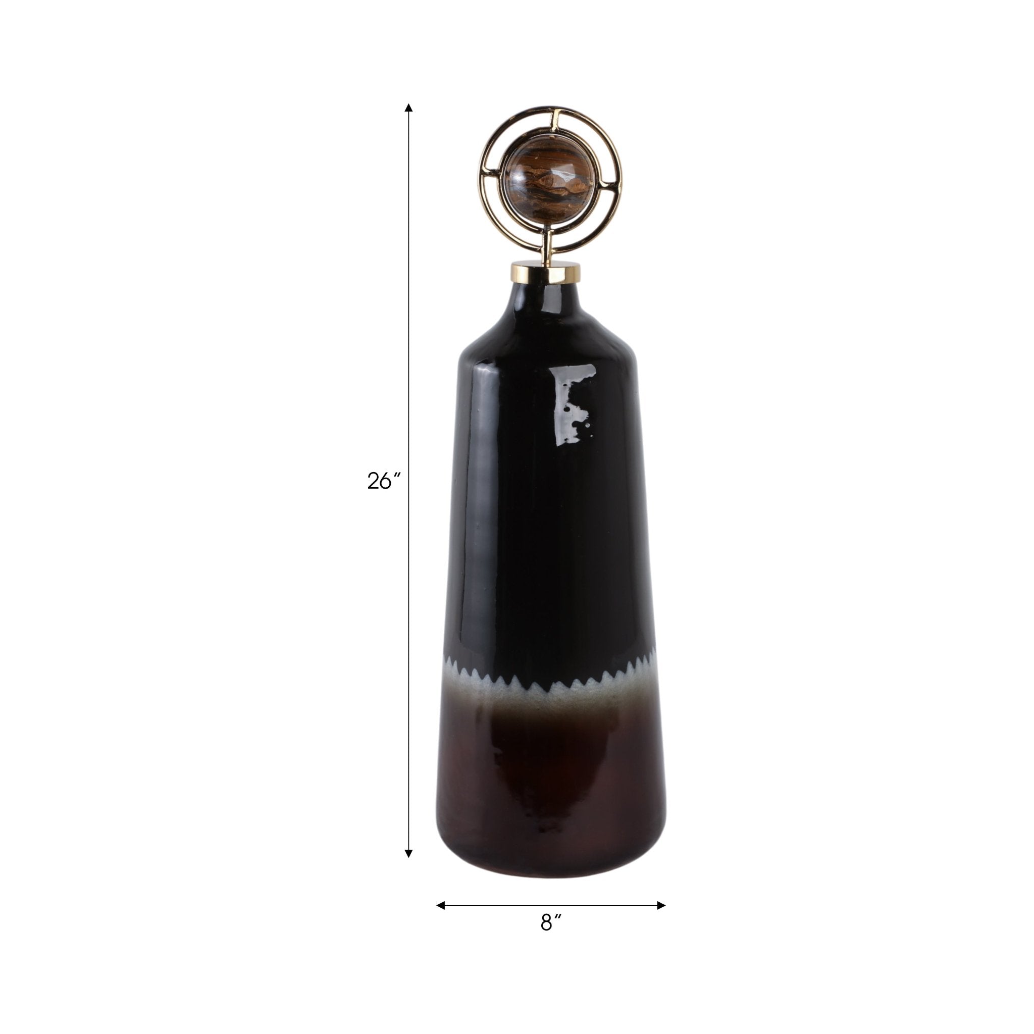 Oscar Tiger's Eye Stone And Metal Bottle Vases and Jars| Sagebrook Home