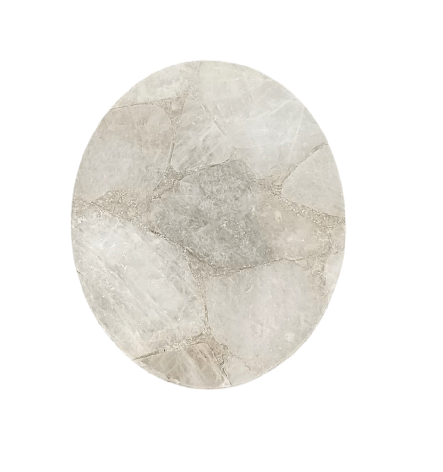 OVAL WHITE QUARTZ SIDE TABLE IRON MARBLE AND ALUMINUM 10X12X24" Accent & End Tables| Sagebrook Home