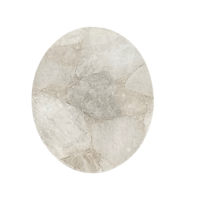 OVAL WHITE QUARTZ SIDE TABLE IRON MARBLE AND ALUMINUM 10X12X24" - Al Rugaib Furniture