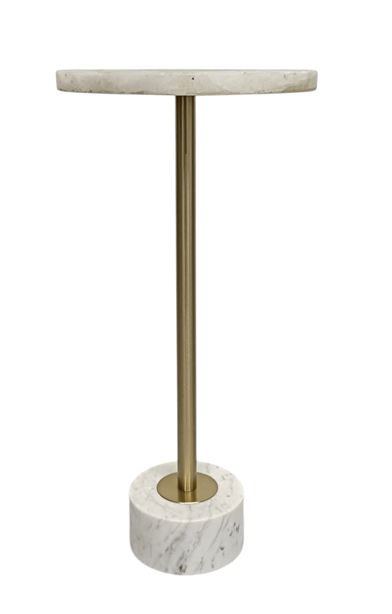 OVAL WHITE QUARTZ SIDE TABLE IRON MARBLE AND ALUMINUM 10X12X24" - Al Rugaib Furniture