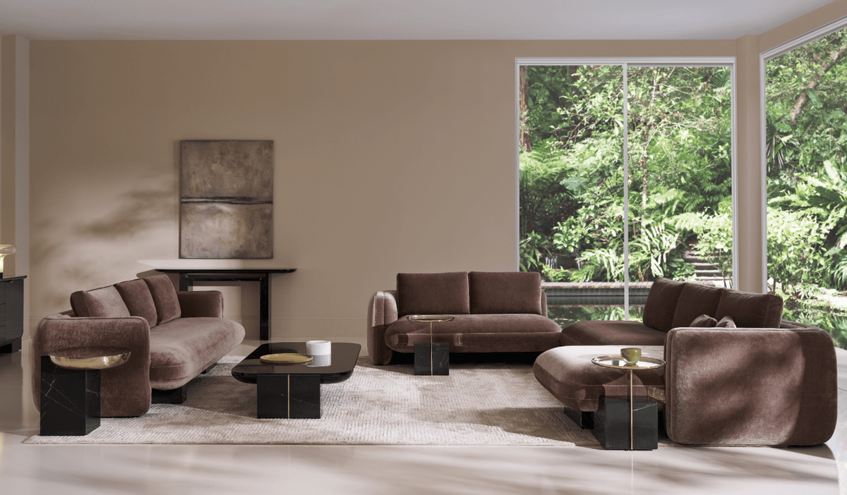 OVERLAP SOFA DARK TAUPE Chairs| Caracole