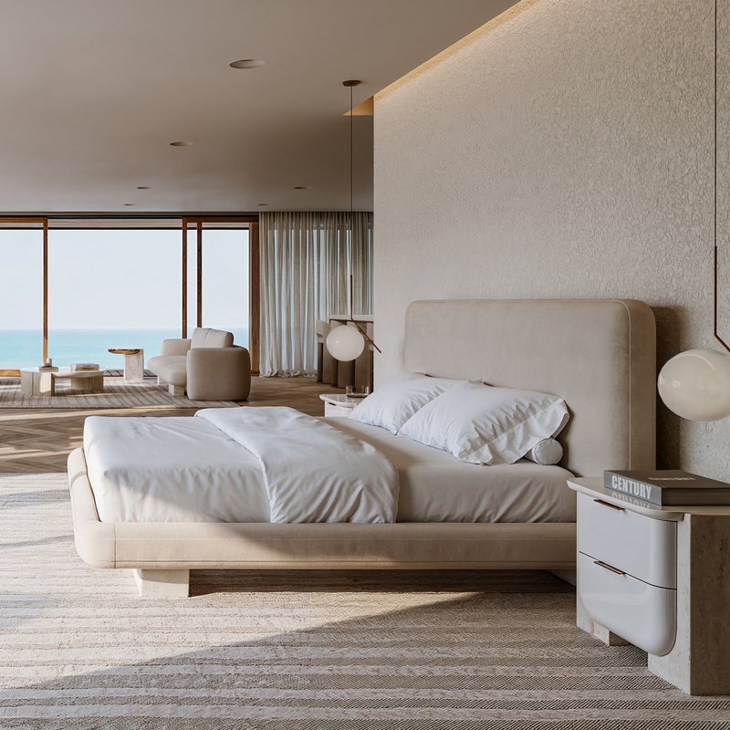 OVERLAP UPH KG BED IVORY Beds| Caracole
