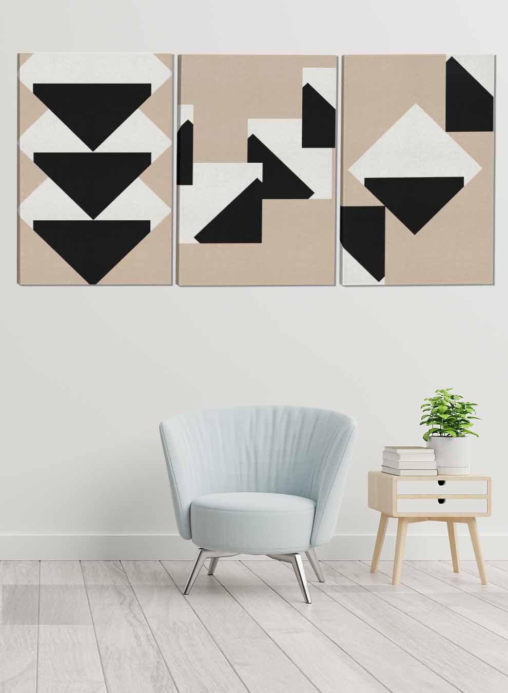Overlapping Triangles Abstract Paintings(set of 3) Paintings & Pictures| LOWHA