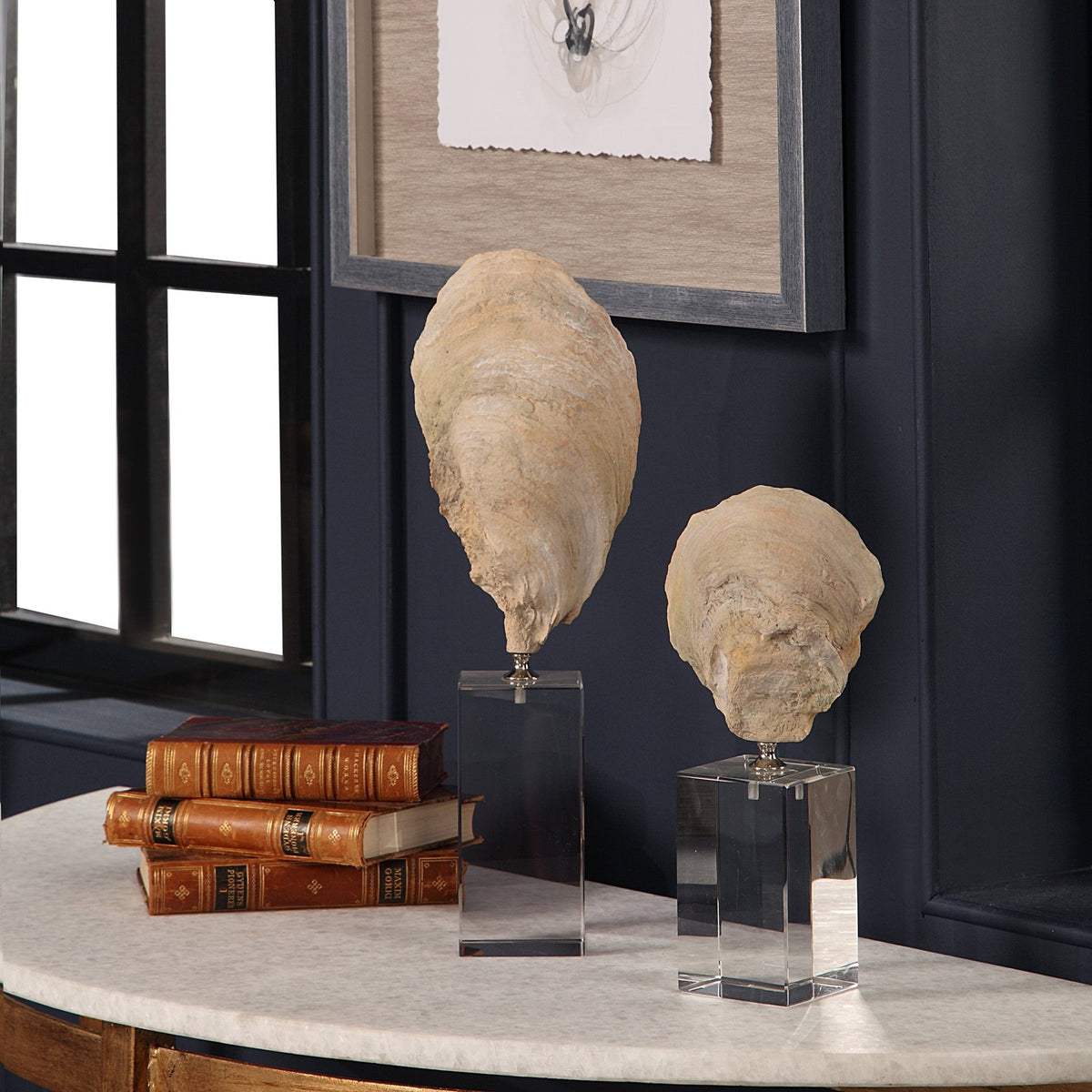 Oyster Shell Sculptures, S/2 Table Decors| Uttermost