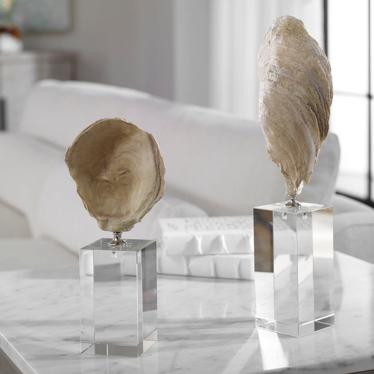 Oyster Shell Sculptures, S/2 Table Decors| Uttermost