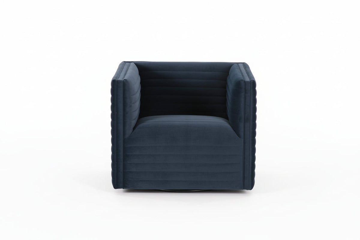 Padma Velvet Blue Swivel Chair Chairs| Roots Furniture