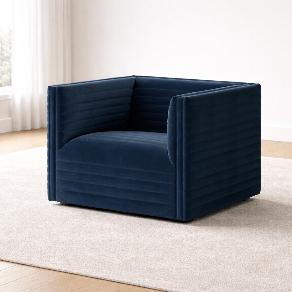 Padma Velvet Blue Swivel Chair Chairs| Roots Furniture