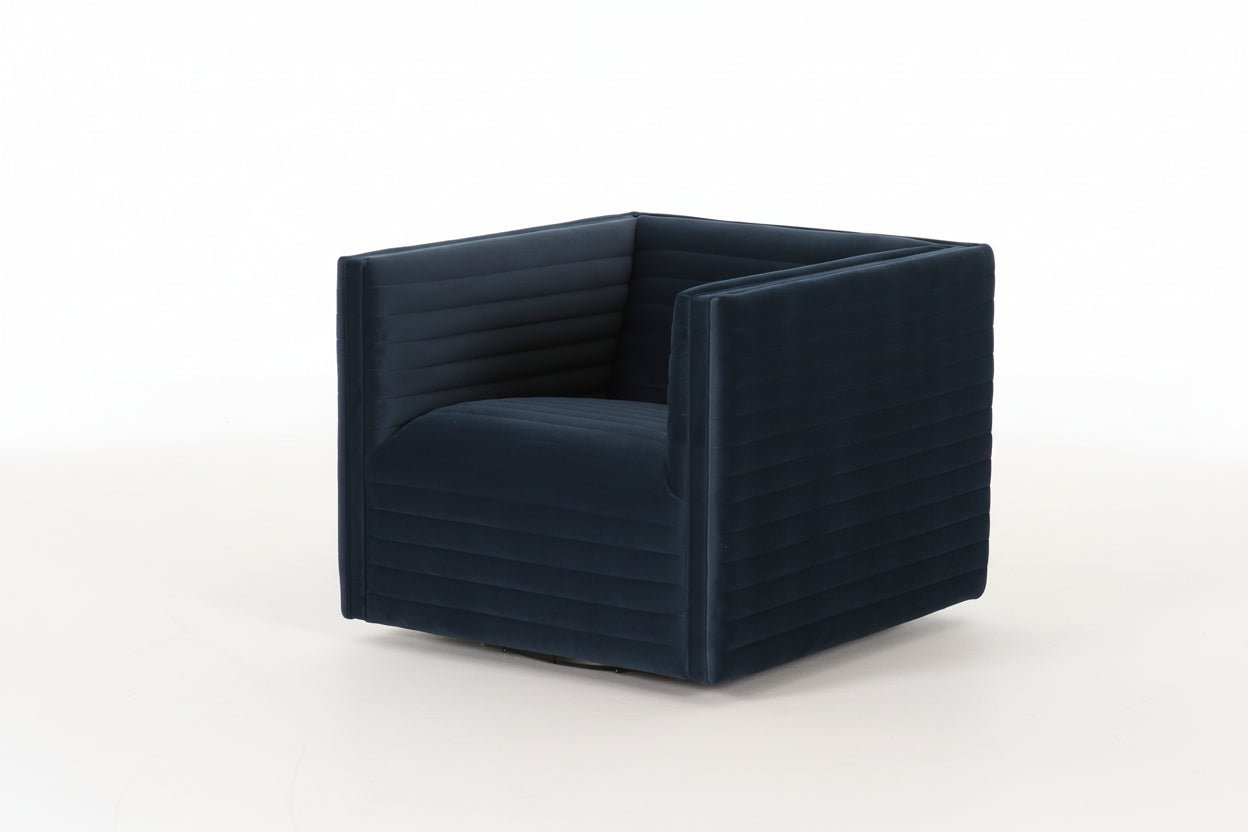 Padma Velvet Blue Swivel Chair Chairs| Roots Furniture