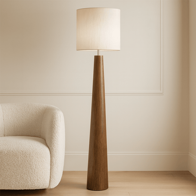 PARIS Dark Wooden Floor Lamp - Al Rugaib Furniture