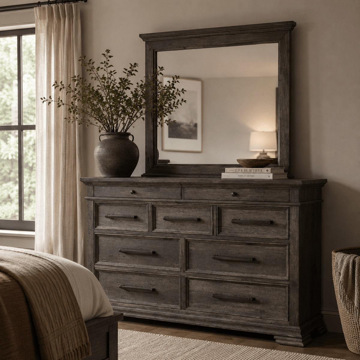 Park Ridge Dresser and Mirror Set in Charcoal Dressers| Roots Furniture