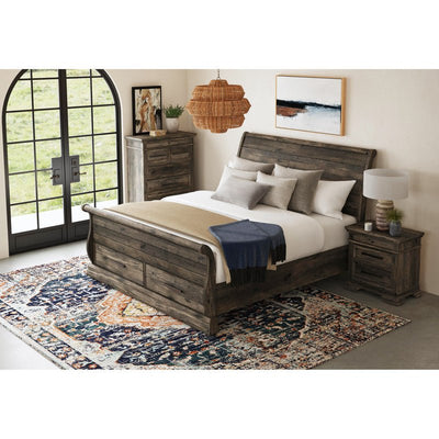 Park Ridge Queen Sleigh Storage Bed in Charcoal - Al Rugaib Furniture