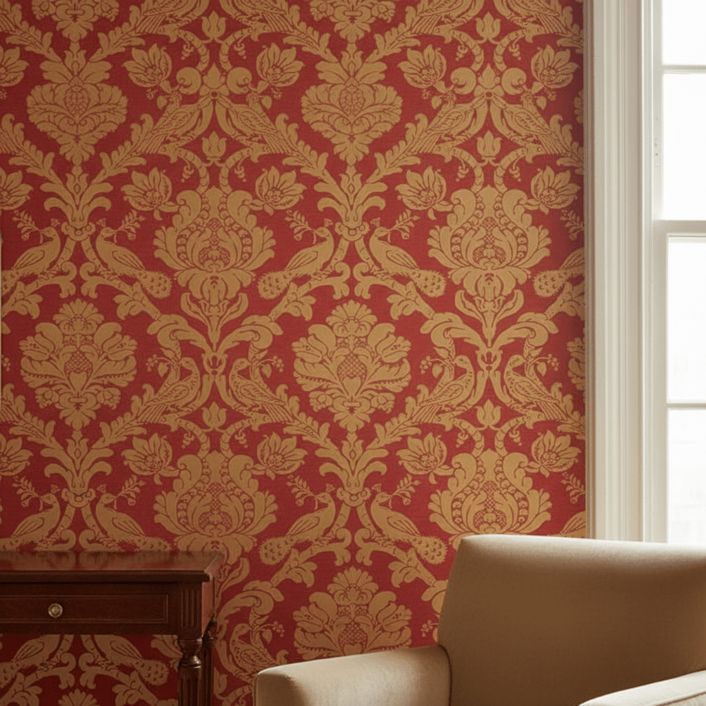 PASSARO DAMASK,Wallpaper Wallpaper| Thibaut Design