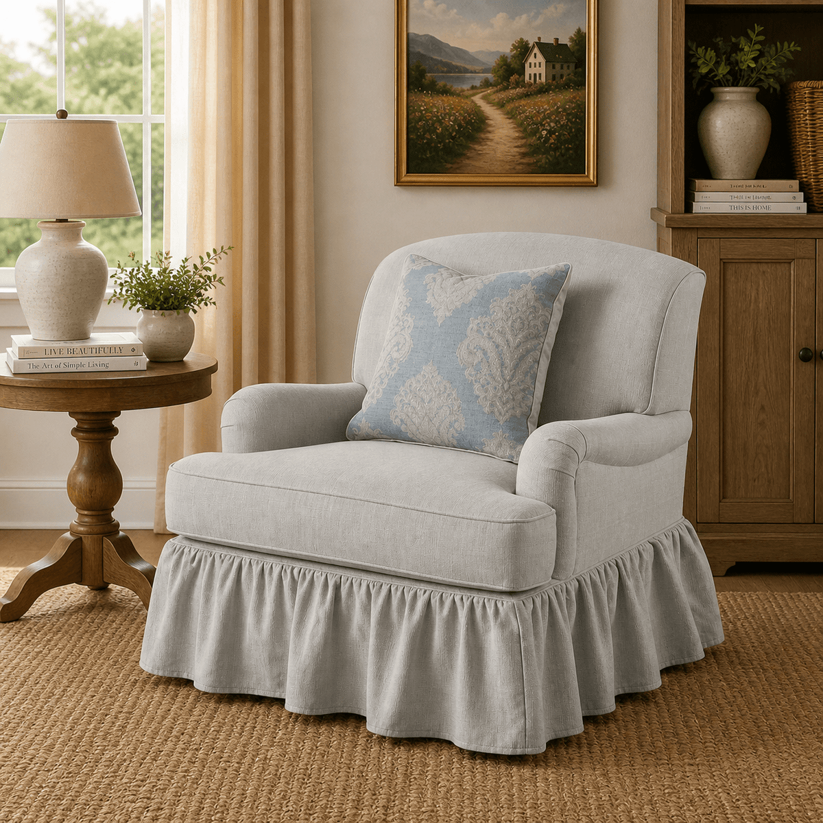 Pastel Pattern Skirted Accent Chair Chairs| Roots Furniture