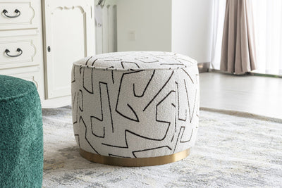 Pattern White Boucle Ottoman W55.5xH44cm - Al Rugaib Furniture