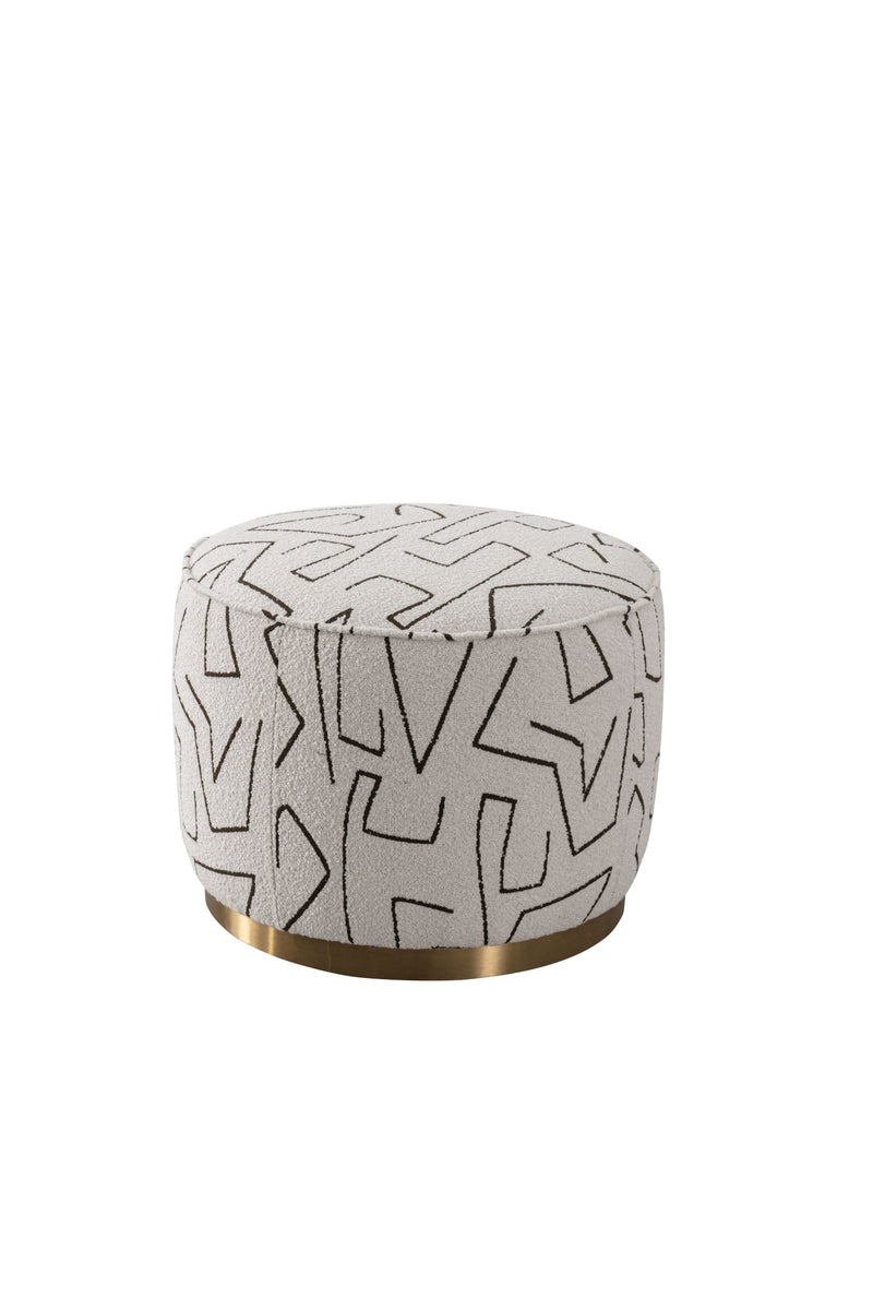 Pattern White Boucle Ottoman W55.5xH44cm - Al Rugaib Furniture