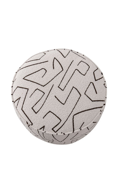 Pattern White Boucle Ottoman W55.5xH44cm - Al Rugaib Furniture