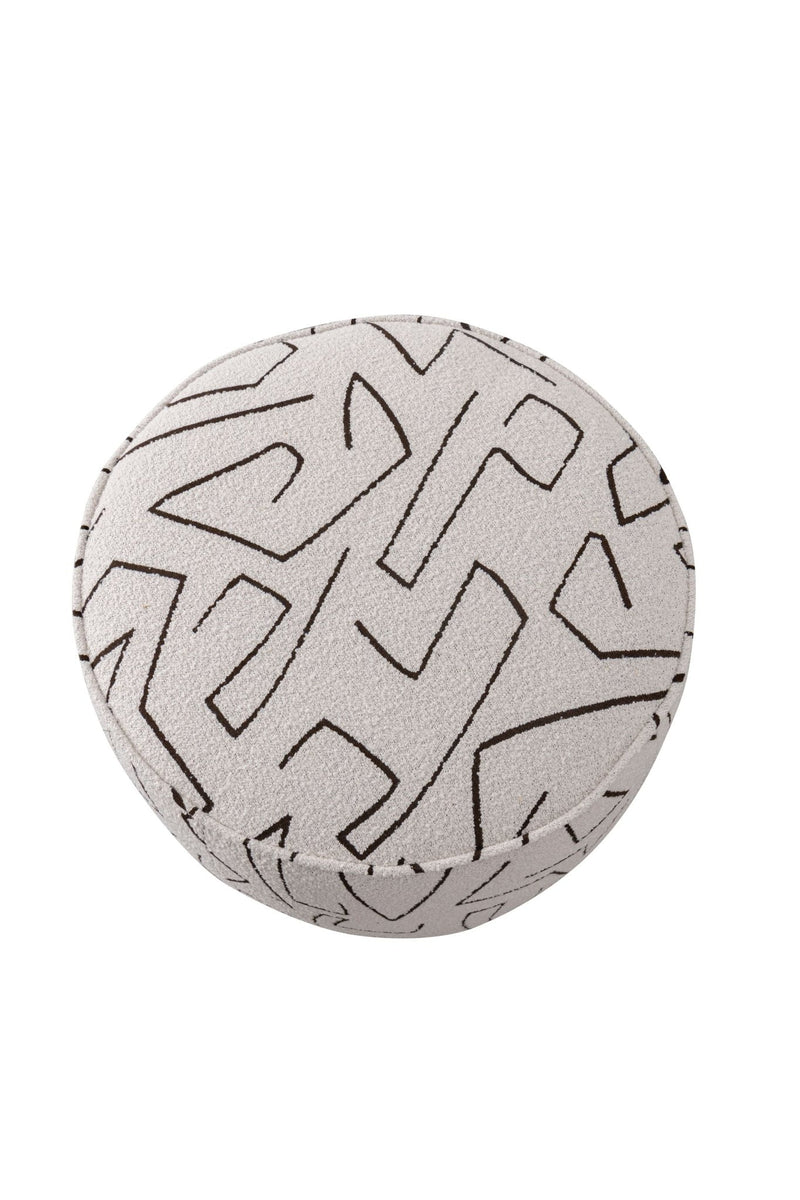 Pattern White Boucle Ottoman W55.5xH44cm - Al Rugaib Furniture