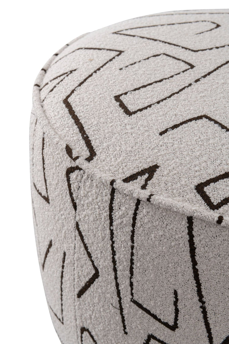 Pattern White Boucle Ottoman W55.5xH44cm - Al Rugaib Furniture