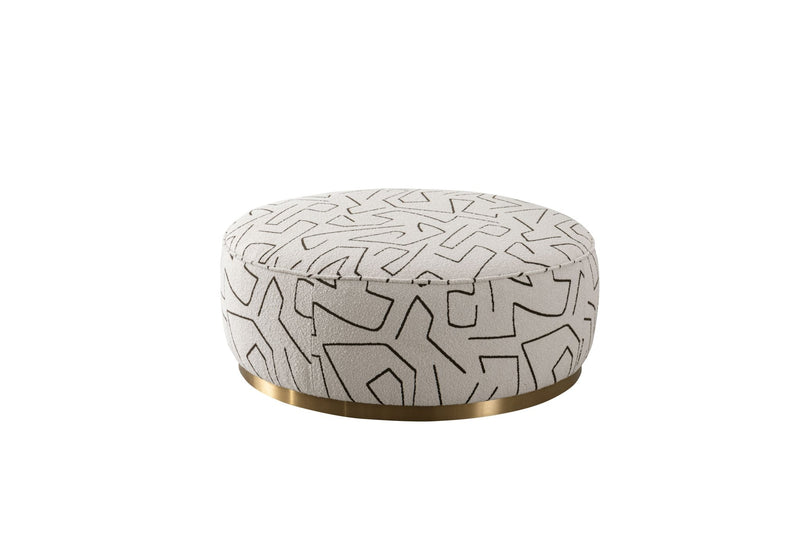 Pattern White Boucle Ottoman W91xH36cm - Al Rugaib Furniture