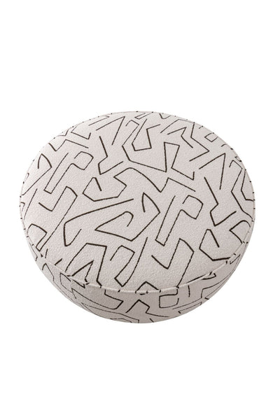 Pattern White Boucle Ottoman W91xH36cm - Al Rugaib Furniture