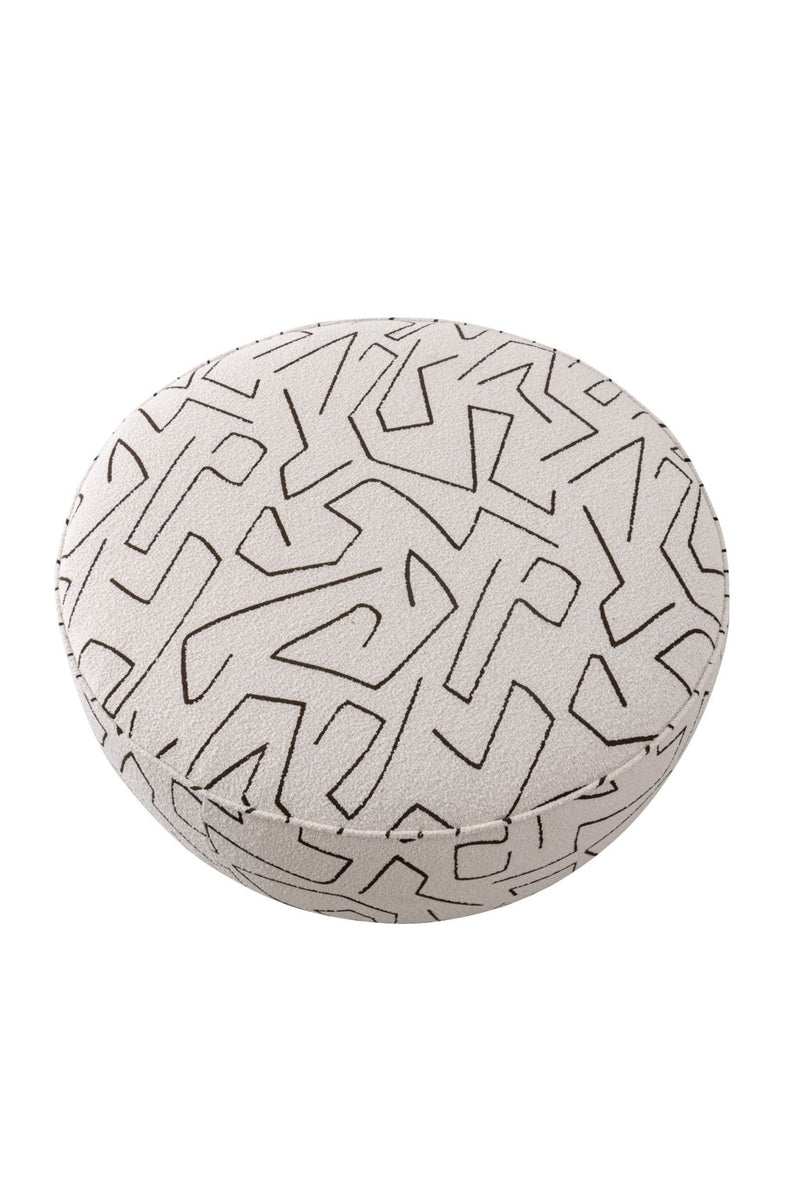 Pattern White Boucle Ottoman W91xH36cm - Al Rugaib Furniture