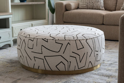 Pattern White Boucle Ottoman W91xH36cm - Al Rugaib Furniture