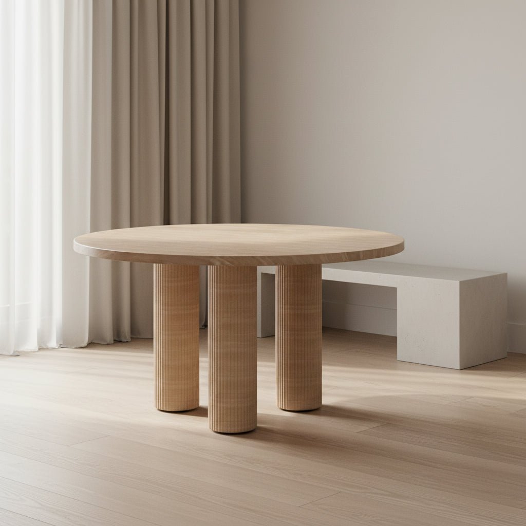 Patti Textured Faux Travertine Indoor / Outdoor Round Dining Table Dining Tables| TOV