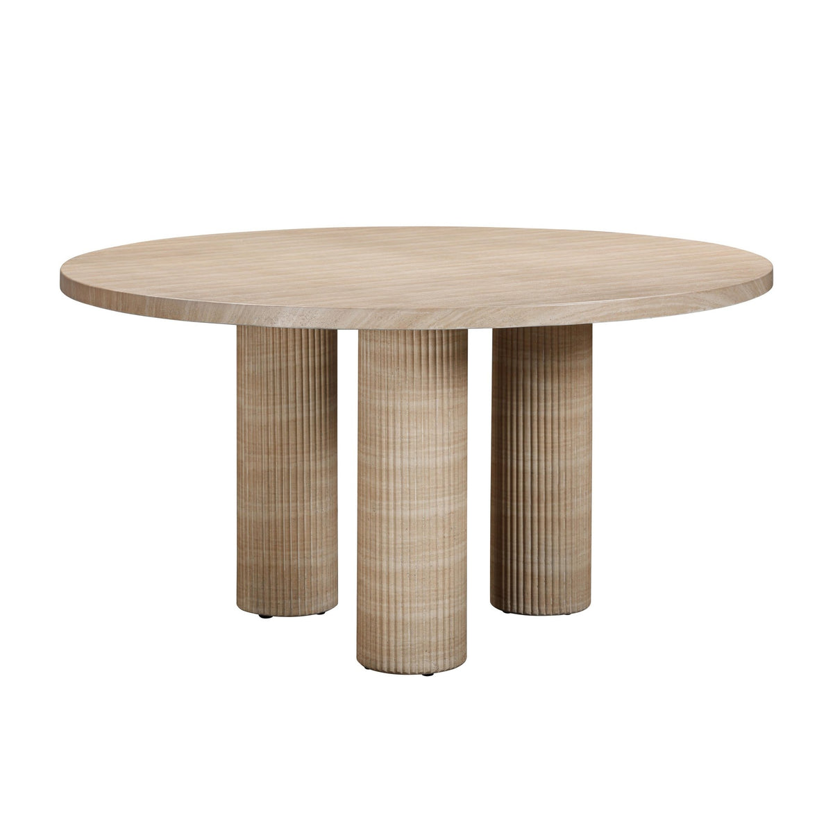 Patti Textured Faux Travertine Indoor / Outdoor Round Dining Table Dining Tables| TOV